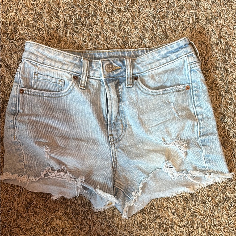 Light Blue Distressed Denim Shorts